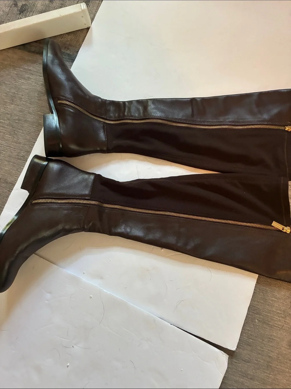 Michael Kors Dark Brown Leather Over-the-Knee Boots Size 8 Like New Condition